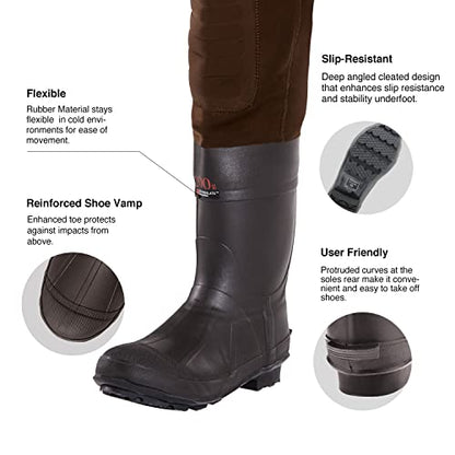 TIDEWE Neoprene Chest Waders for Men, Waterproof Bootfoot for Hunting | Warm Waterproof Slip-Resistant Men's Bootfoot Fishing Waders for Hunting & Wetland Work - size: 10