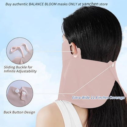 UV Sun Protection Face Mask with Neck Coverage UPF 50+ Face Shield Breathable Design for Summer Outdoor Activities - color: Pink