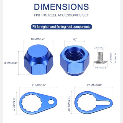 Fishing Reel Screw Nut Caps, Right Handle Locking Plate Nut Replacement Part - color: Blue, size: M7