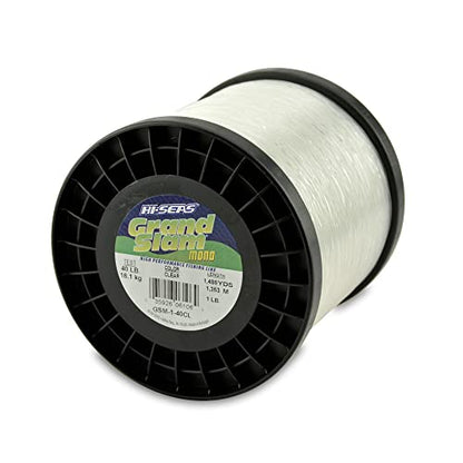 HI-SEAS Grand Slam Monofilament Fishing Line - Strong & Abrasion Resistant in Clear, Pink, Green, Smoke Blue, Fluorescent Yellow Freshwater & Saltwater - 1 lb Spool - color: Clear, style: 40 Lb Test, 0.60 Mm Dia, 1480 Yd