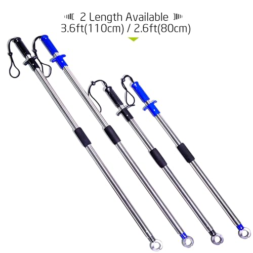 Heavy-Duty Fish Gripper – Extra-Long Stainless Steel Grabber with Non-Slip Handle, Wrist Lanyard & Storage Bag for Secure Fish Handling in Freshwater & Saltwater - color: 110cm/43.3in(3.6ft) Blue