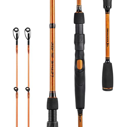 KastKing Lethal Blaze Twin-Tip Fishing Rods, IM6 Graphite Blanks Casting & Spinning Rods, 2-Piece Rod with Extra Tip, PTS Power Transition System, Ideal for Bass, Freshwater & Inshore Fishing - size: 7'4''- M (2pcs + Extra Tip), style: Spin