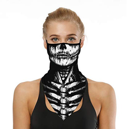 YAYOUREL Neck Gaiter Face Mask Bandanas for Men Women UV Face Scarf Cover Ear Loop Hole Facemask for Fishing Running Cycling - color: Black White