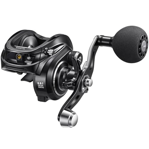 Piscifun Alinox 300 Baitcaster Fishing Reel,Aluminum Frame Baitcasting Reel, 33Lbs Max Drag, Freshwater & Saltwater Low Profile Casting Reel for Musky, Available in 6.6:1/8.1:1 Gear Ratio - color: Black-6.6:1