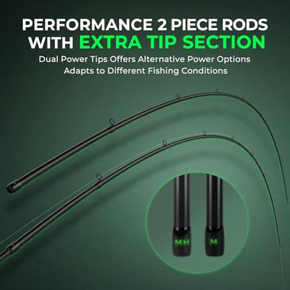 KastKing Zephyr Dual Tip Fishing Rod, Lightweight KastFlex IM6 Graphite Spinning & Casting Rod with Zirconium Oxide Ring Guides, Hook Keeper, EVA Grip, PTS Power Transition System - size: 7'4"-MH/H-Fast(2 Pcs+ Extra Tip), style: Casting