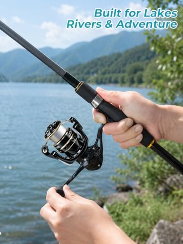 6Ft Fishing Rod and Reel Combo - 24T Carbon Fiber Telescopic Fishing Pole with Spinning Reel 5.2:1 Gear Ratio - Fishing Kit with Lures, Line, Fish Gripper, Plier & Carrier Bag for Beginner Adults - size: 6FT-Full Kit with Fishing Tool