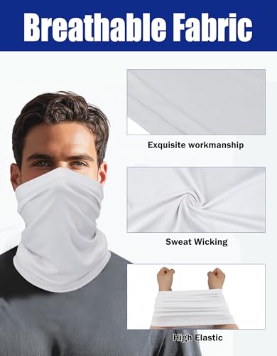 JHYWELL Cooling Neck Gaiter Face Mask, UV Protection Masks Gator, Windproof Bandana for Skiing, Fishing, Hiking, Cycling - color: White Pack
