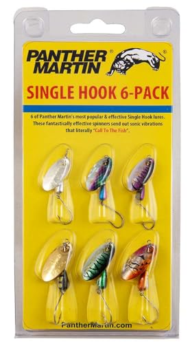 Panther Martin Fishing Lures 6-Pack All Time Greatest Fish Catcher World Famous Spinning Lures in Value Kit Spinners for Trout, Salmon, Panfish, Bass, Crappie & Perch - style: Single Hook