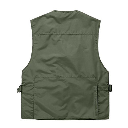 Unisex Breathable Fishing Vest, Multi-Pockets Photography Travel Hunting Waistcoat Jacket for Adults and Youth - color: Green, size: X-Large