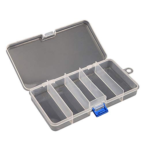 5 Compartment Fly Lure Box-Fishing Tackle Storage Case for Spoons Hooks Baits-Plastic Lure Container with Secure Closure