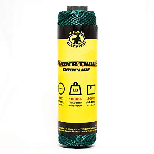 TEAM CATFISH Power Twine with 100% Nylon & 300 ft Heavy-Duty Line - Green | 300 ft #10 nylon twine, 72 lb strength, low stretch, weather resistant, ideal for trot lines, set lines, and outdoor use - style: #12 x 300ft Green
