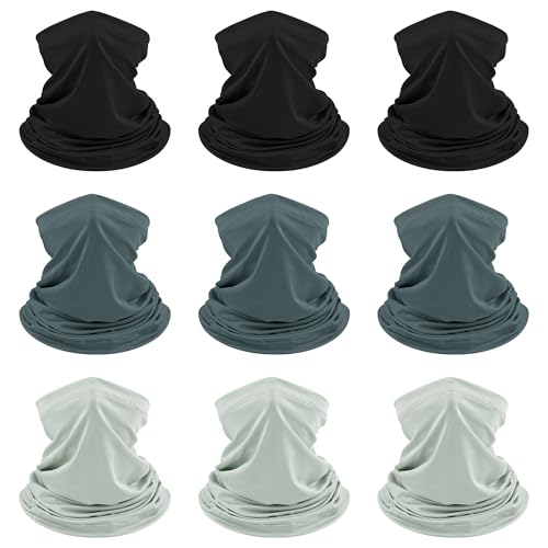 9 Pieces Men Balaclava Neck Gaiter Face Mask Summer Sun Protection Cooling Breathable Head Cover Scarf Bandana - color: Classic Color