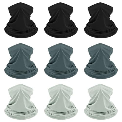 9 Pieces Men Balaclava Neck Gaiter Face Mask Summer Sun Protection Cooling Breathable Head Cover Scarf Bandana - color: Classic Color