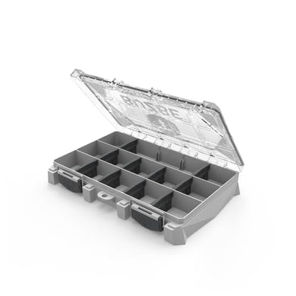 BUZBE Basic 15T (Thin) Utility Box, Waterproof Tackle Box, 3600 Fishing Tackle Tray, Plastic Organizer with Dividers