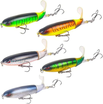 Fishing Lures Set Plopper Bass Lures with Floating Rotating Tail Artificial Hard Bait Swimbaits Slow Sinking Hard Lure Fishing Tackle Kits - color: Style B(5PC)