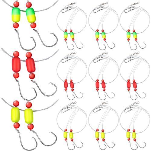 JellyArch 12 Pcs Pompano Rigs for Surf Fishing Offshore Surf Fishing Rigs Saltwater Gear Tackle with 2/0 Circle Hooks Double Circle Swivels Duo Lock Snaps - color: Mixed Colors