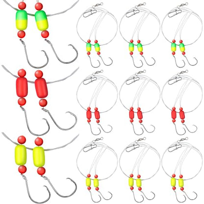 JellyArch 12 Pcs Pompano Rigs for Surf Fishing Offshore Surf Fishing Rigs Saltwater Gear Tackle with 2/0 Circle Hooks Double Circle Swivels Duo Lock Snaps - color: Mixed Colors