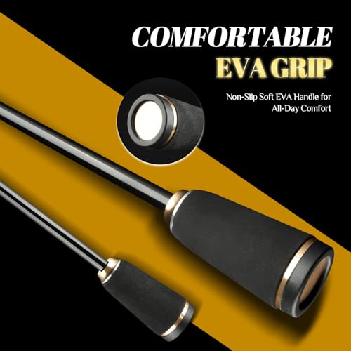 Ultralight Trout Spinning Rod,1.85m 6' Fast Action Carbon Fiber Fishing Pole, Stream Lake River Bass Trout Panfish Crappie 0.8-7g Lure, Sensitive Tip, Portable 2-Piece Travel Design - size: OPT-S612UL, 1.85m