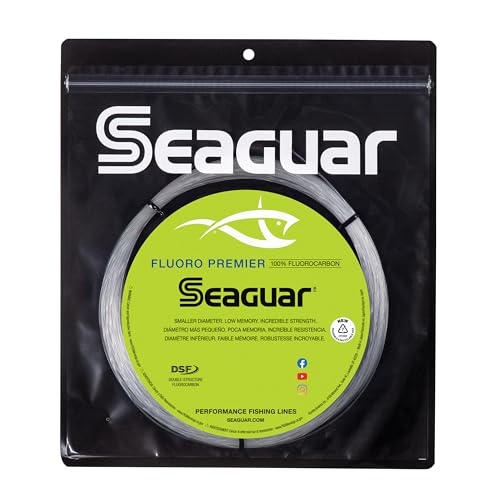 Seaguar Fluoro Premier Big Game Saltwater Fishing Line Shock Leader, 100% Fluorocarbon, Clear, Multiple Sizes - size: 130lbs/25yds