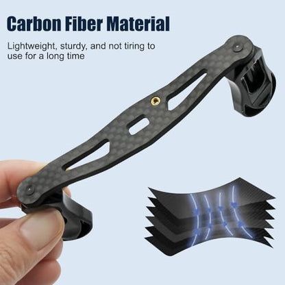 Fishing Reel Handle, Carbon Fiber Reel Replacement Parts Double Rocker Arm Handle for Baitcasting Reel - color: Light gold