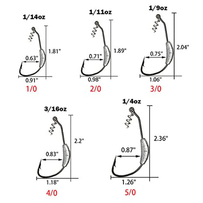 25 Pack Weighted Swimbait Hooks, Jig Heads with Twist Lock, Soft Plastic Worm Fishing Hooks 1/0 2/0 3/0 4/0 5/0 - color: C(Size 3/0, 1/9 oz, 25-pack)