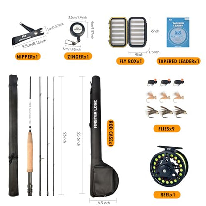 Fly Fishing Rod and Reel Combo Starter Kit, Graphite Fly Rod with Cork Handle, Die Cast Aluminum Reel, Fly Box Case & Fishing Flies and Carrying Case and Accessories - style: 3/4wt - 7' - 4 Pc