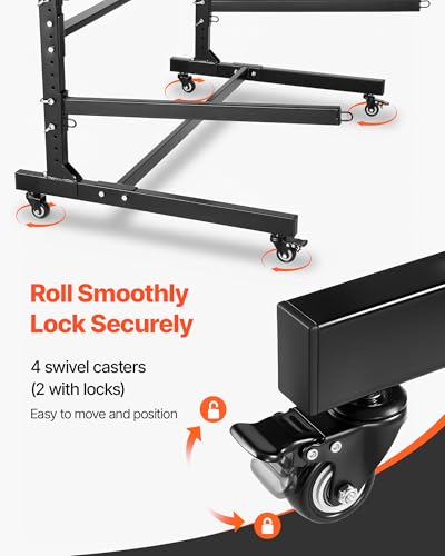 VEVOR Kayak Storage Rack, Heavy Duty Adjustable Freestanding Stand with Lockable Wheels for Indoor Outdoor Garage Shed Dock, Holder for Canoe, SUP, Surfboard & Paddleboard - style: Stand-3 Kayaks-black