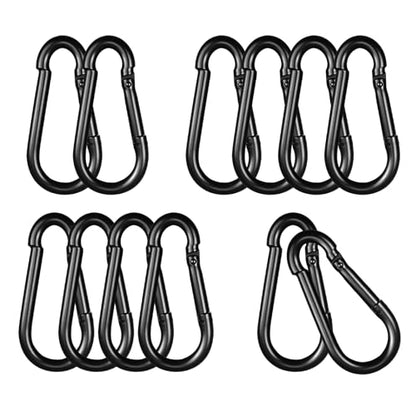 Black Carabiner, Heavy Duty Galvanized Steel Spring Snap Hook Carabiner Clips with 260LBS Holding Capacity, Ideal for Outdoor, Hammock, Swing and Travel (10PCS M6 2.4Inch) - size: 10PCS-M6, style: Black