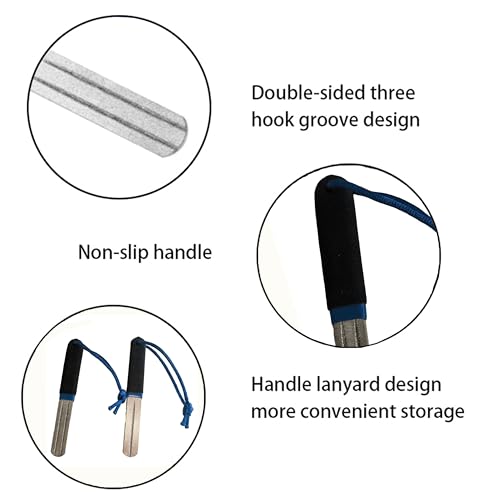 2 Pcs Fish Hook Sharpener, Double Sided Diamond File with Handle, Portable Fishing Sharpener with Fine & Medium Grit for Hook Maintenance
