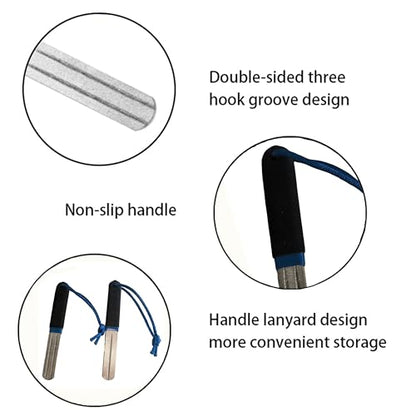 2 Pcs Fish Hook Sharpener, Double Sided Diamond File with Handle, Portable Fishing Sharpener with Fine & Medium Grit for Hook Maintenance