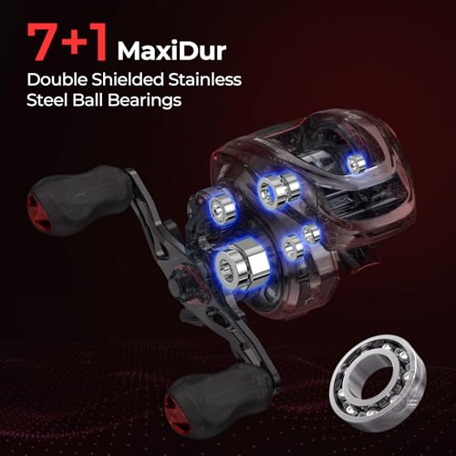 KastKing Royale Legend Glory Baitcasting Fishing Reel, Halo XII Magnetic Braking System Baitcaster Reel, 16 lbs of Smooth Drag, 8.0:1 High-Speed Gear Ratio, DTCC Line Guide, Palm Perfect Design