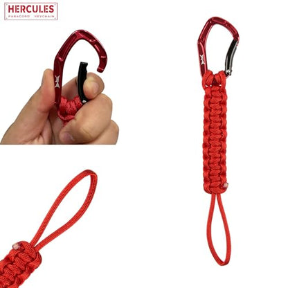 HERCULES Paracord Keychain Set – 2 Pack Lanyard Rope with Aluminum Clip, Durable Paracord Wrist Strap for Outdoor Activities, Imperial Red - style: Imperial Red