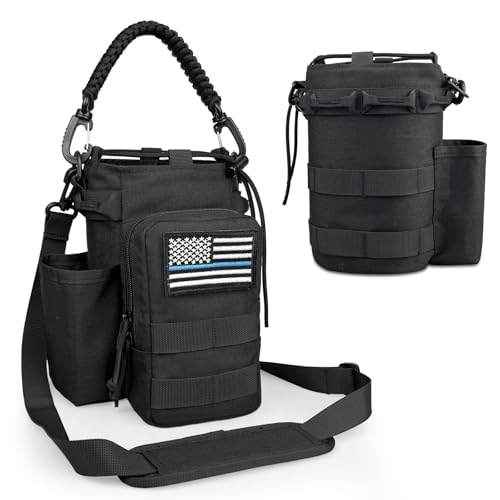 COOLYARD Water Bottle Holder with Strap Crossbody Sling Carrier Bag with Phone Pocket Molle Tactical Pouch for Walking Hiking Camping Gym Travel - color: Black