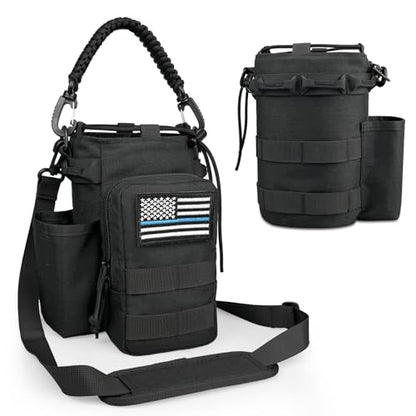COOLYARD Water Bottle Holder with Strap Crossbody Sling Carrier Bag with Phone Pocket Molle Tactical Pouch for Walking Hiking Camping Gym Travel - color: Black