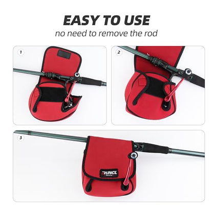RUNCL Spinning Reel Bag – Protective Storage Pouch for Baitcasting Reels & Spinning Reels, Lightweight & Durable, Ideal for Freshwater & Saltwater Fishing Trips (Red & Black) - color: S-Red & Black
