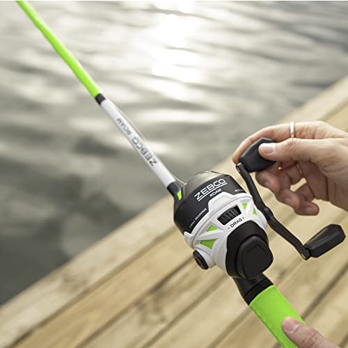 Zebco Roam Telescopic Fishing Rod and Spinning or Spincast Fishing Reel Combo, Durable 6-Foot Fiberglass Rod with ComfortGrip Handle, Pre-spooled with Zebco Cajun Fishing Line - style: Spincast Reel - Green