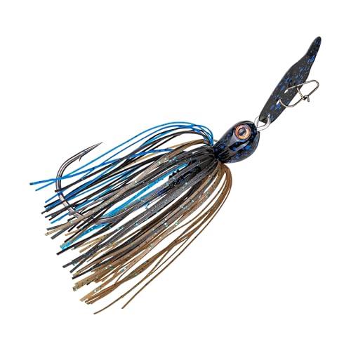 Strike King Thunder Cricket Fishing Lure, Vibrating Swim Jig, Silver Blade, 4/0 Jungle-Style Flipping Hook - color: Bruiser, size: 3/8 oz