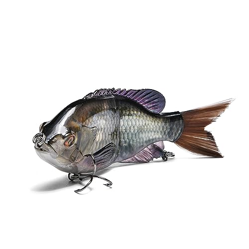 5.9in Multi Jointed Swimbait Fishing Lures Bait,2 Segment Big Giant Sinking Fishing Bass Lures,Crankbaits Swimbaits with Treble Hook - color: 5.9in,1.94oz-Color H