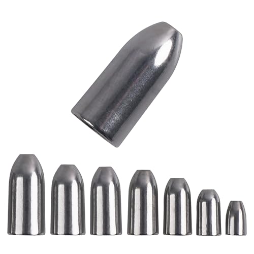 Tungsten Bullet Sinkers Fishing Weights, Flipping Sinkers Worm Weights for Bass Fishing Texas Rig, Carolina Rig, Size 1/16 1/8 3/16 1/4 5/16 3/8 1/2 oz - size: 1/2OZ-3PCS, style: Silver