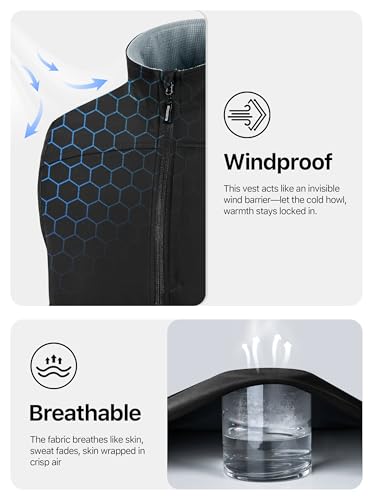 FREE SOLDIER Men's Lightweight Golf Vest Outerwear Windproof Sleeveless Softshell Jacket Running Vest - color: Black, size: XX-Large