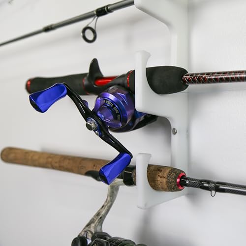 TRAPSKI Made in The USA Fishing Rod/Pole Holder Rack Organizers | Wall or Boat Mounting Fishing Rod Rack | Marine Grade HDPE Plastic | Pole Holder for up to 4 Rods | Stackable - color: H4 White