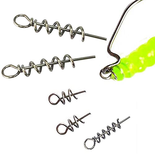 Soft Lure Bait Spring Twist Lock,100pcs Fishing Crank Hook Centering Pin Soft Lure Bait Worm Crank Swimbait Keeper Needle Springs Screw Lock Fixed Latch - size: Mixed(S,M,L) Kit-100pcs