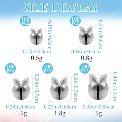 100Pcs Split Shot Fishing Weights Sinkers Open Mouth Design Weight | Large Capacity Removable Lead Assortment Clip On Fishing Accessories for Freshwater Saltwater - style: 1/16oz