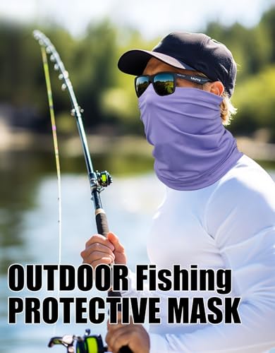 JHYWELL Cooling Neck Gaiter Face Mask, UV Protection Masks Gator, Windproof Bandana for Skiing, Fishing, Hiking, Cycling - color: Lilac Purple