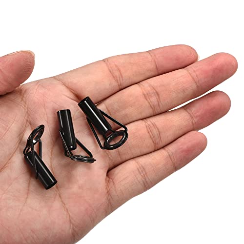 PATIKIL Tube Dia Fishing Rod Tips Repair Kit, Stainless Steel Black Guide Ring for Fishing - size: 6.5mm