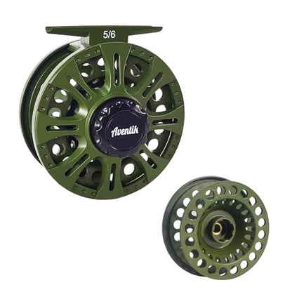 Aventik HVCE Graphite Fly Reel Center Drag System Classic III Graphite 3/4, 5/6, 7/8wt Large Arbor Freshwater Fly Fishing Reels - size: 5/6, style: With Extra Spool
