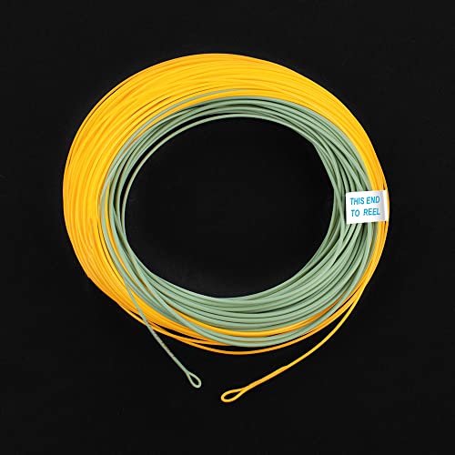 HERCULES Fly Fishing Line Floating Weight Forward Fly Line with Double Welded Loop - color: Gold & Moss Green, size: WF4F 90FT
