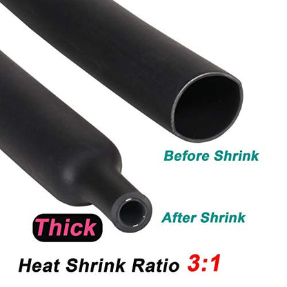 2 Pcs 3/4 inch (Diameter) 3:1 Waterproof Heat Shrink Tubing Kit, Large Marine Dual Wall Adhesive Shrinkable Wire Wrap Tube, Insulation Sealing Cable Protector by YUKSY (4ft, Black & Red) - size: 3/4" (4ft, Black/Red)