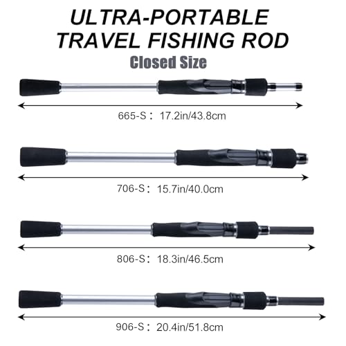Goture Portable Travel Spinning Fishing Rod - 5/6 Sections Adjustable Rods with Case - Lightweight 24T Carbon Fiber Fishing Rods for Trout Bass Walleye Pike Saltwater Freshwater, 7FT Impact Series