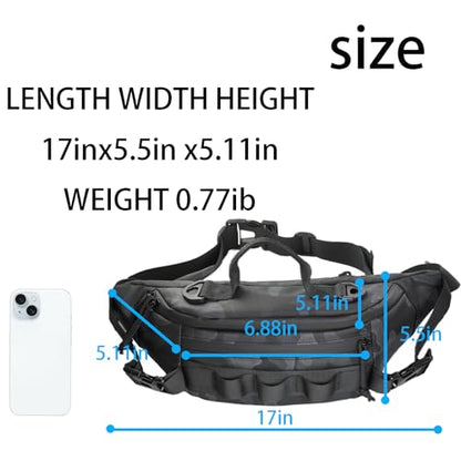 Fishing Fanny Pack for Men -Fishing Fanny Pack-Lightweight and Fishing Sling Pack - color: Black camouflage2